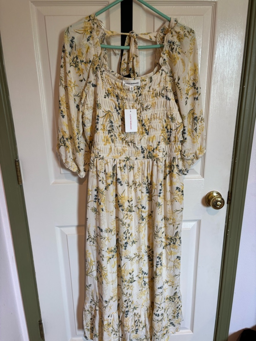 Lucky Brand Cream Dress with Yellow Floral Print